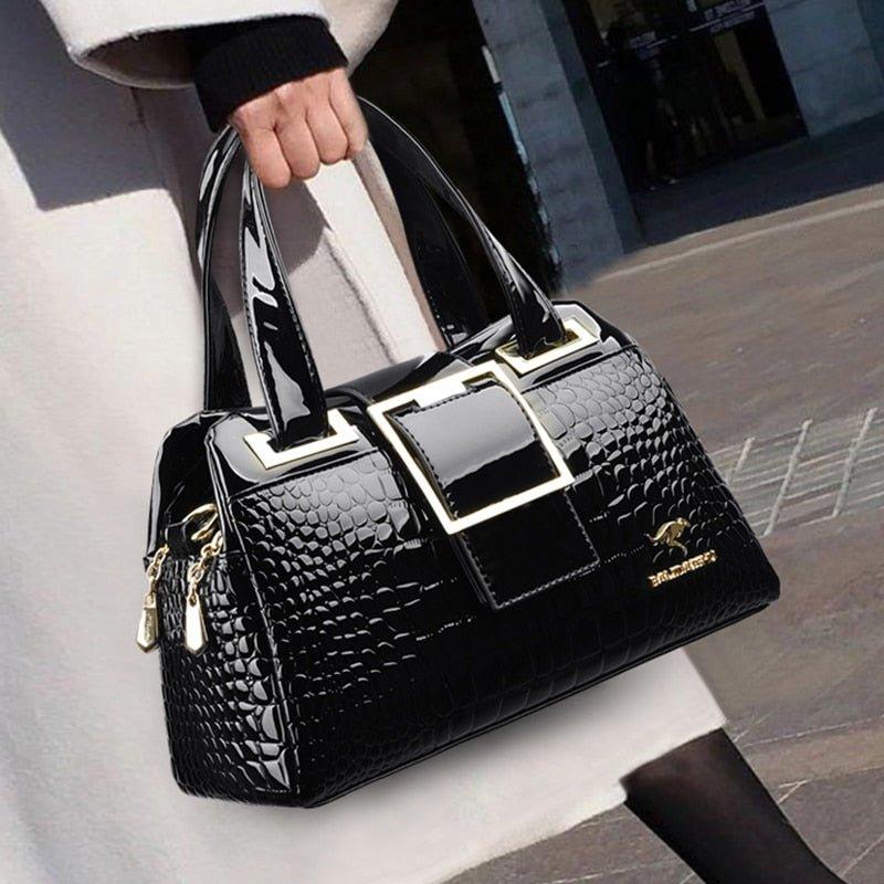 Bolsa Feminina em Couro - Croco - Líder Vendas