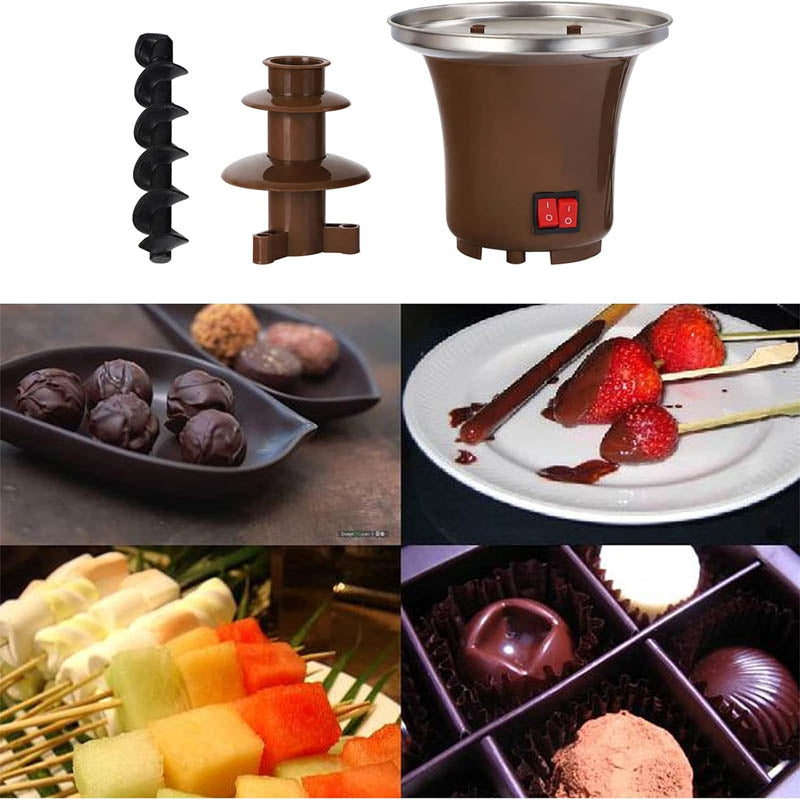 Mini Fonte Elétrica Cascata Fondue Cachoeira de Chocolate Buffet Cafeteira 110v