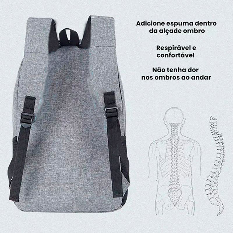 Mochila Impermeável 25L com Cadeado de Senha, Saída para Fone e PowerBank com Porta USB