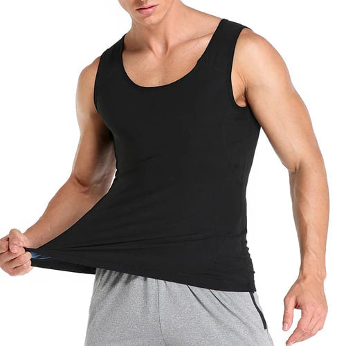 Camiseta Colete Treinador de Corpo masculina Neoprene de compressão Emagrecimento Sauna Cintura Postura Efeito Sauna (Queima gordura)