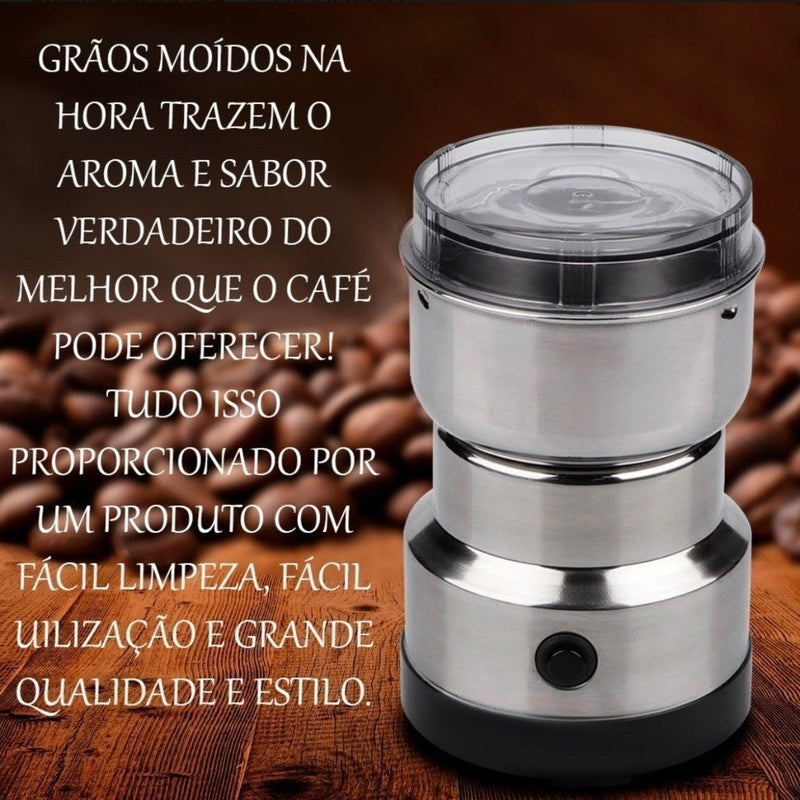 Moedor e Triturador De Café Grãos Sementes Elétrico Inox